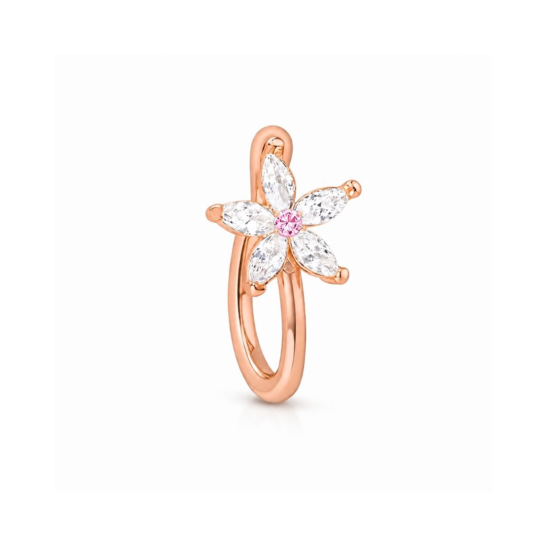 Rose Gold Floral Non Piercing Nose Pin