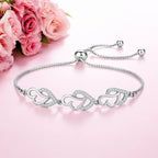 Silver Heart Link Adjustable Bracelet
