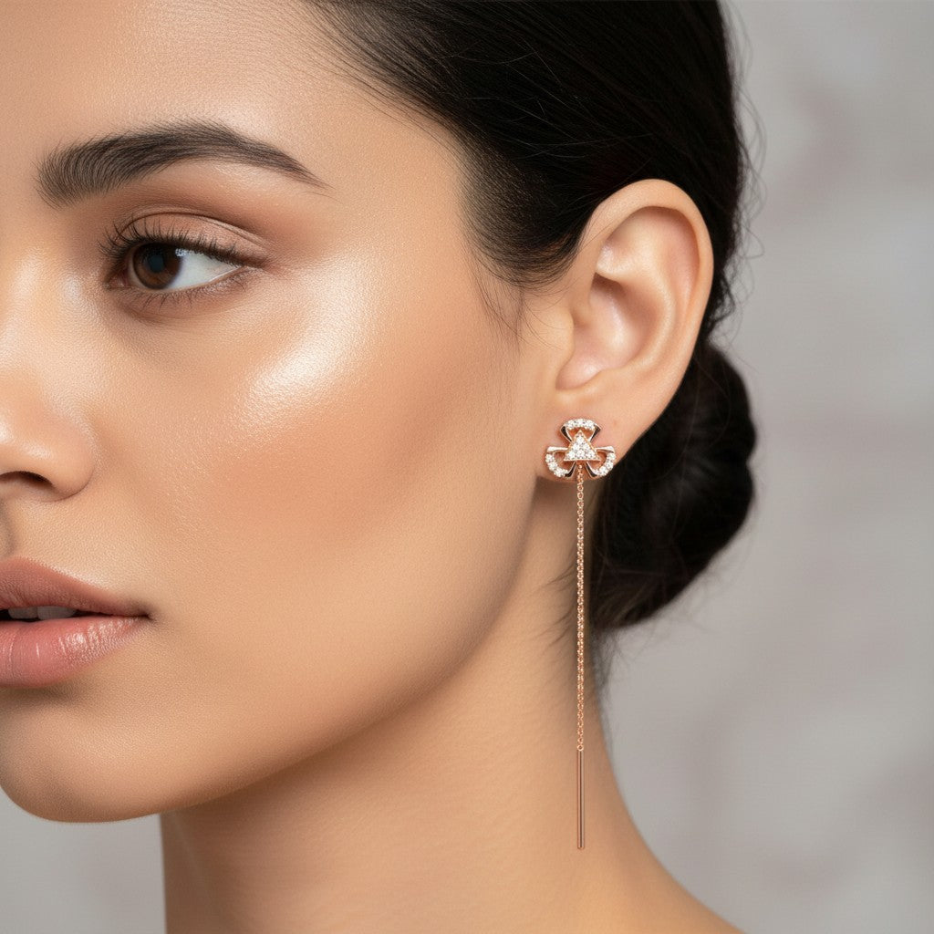 Rose Gold Sui Dhaga Threader Earrings
