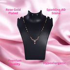 American Diamond Rose Gold Plated Designer Mangalsutra Pendant for Girls and Women (With Chain)