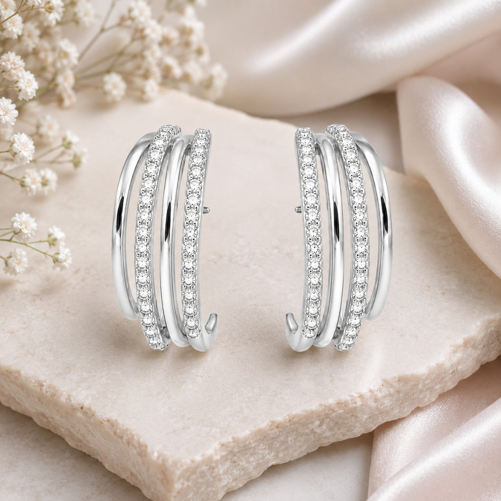 Silver Plated Hoop Earrings  for Women