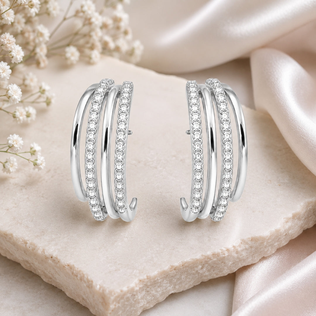 Silver Plated Hoop Earrings  for Women