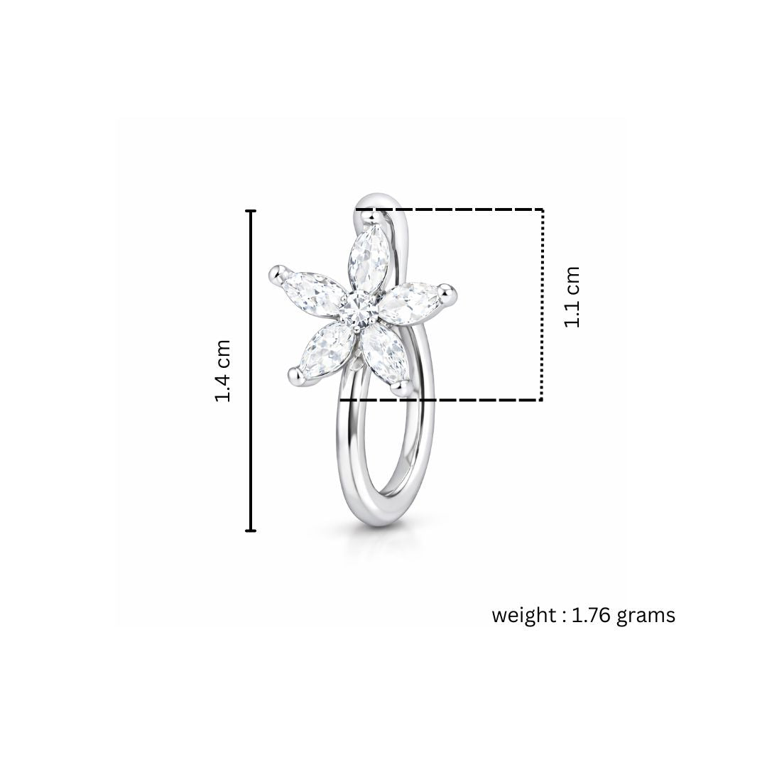 Silver Floral Non Piercing Nose Pin