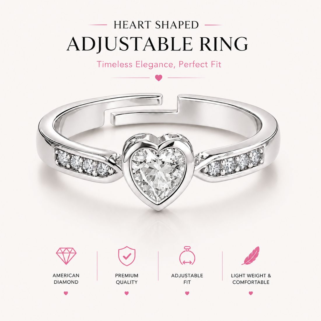 Silver Heart Finger Ring