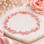 Rose Gold Plated Pink Tulip Floral Bracelet |Bracelet Size : 2.4-2.6