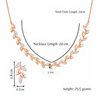 Nilu's Collection Rose Gold Plated American Diamond Leaf Design Necklace Set with Matching Earrings for Women And Girls