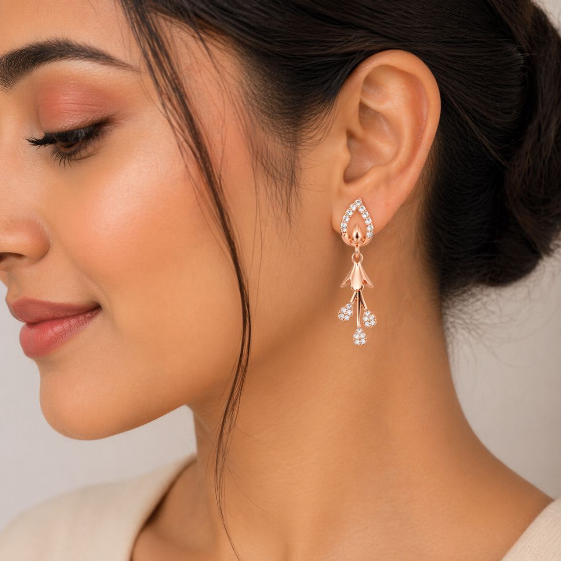 Rose Gold Drop Earrings for Women