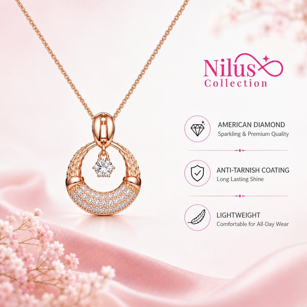 Rose Gold Drop Pendant Necklace for Women