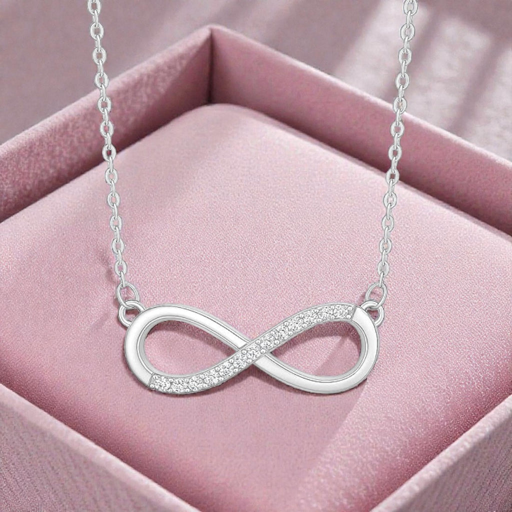 Silver Plated Infinity Love Pendant Bracelet Set