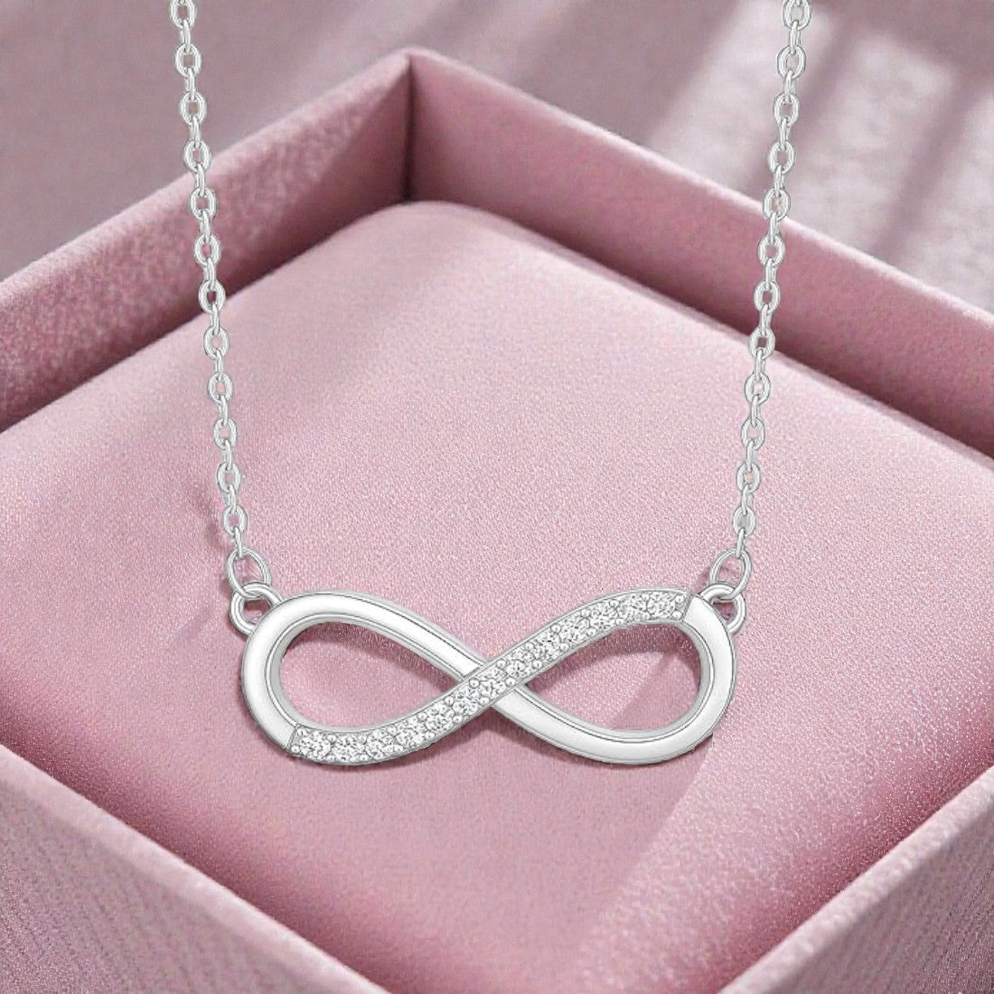 Silver Plated Infinity Love Pendant Bracelet Set