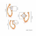 Rose Gold American Diamond Non Piercing Nose Pin Set for Women