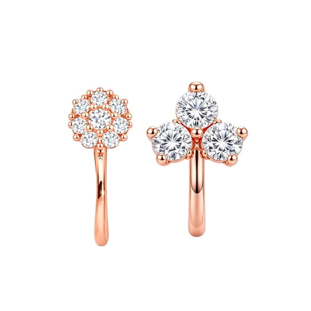 Rose Gold American Diamond Non Piercing Nose Pin for Women