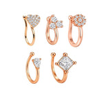 Rose Gold American Diamond Non Piercing Nose Pin