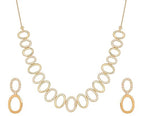 Rose Gold Sleek Oval Statement Necklace Set