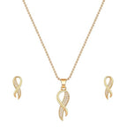 Rose Gold Plated Twist Pendant Necklace and Earrings Set for Women & Girls