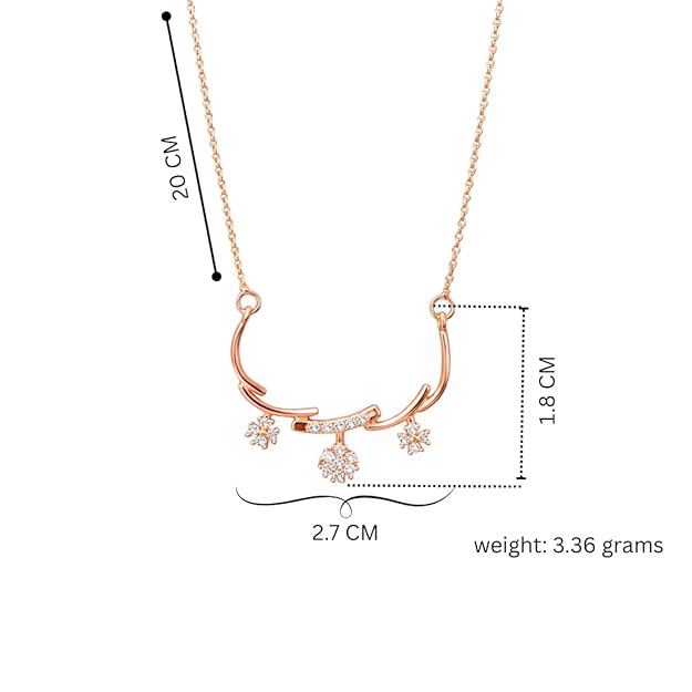 Rose Gold Plated American Diamond Floral Pendant Necklace for Women and Girls | Anti-Tranish | Anti-Allergy | Office wear |Party Wear