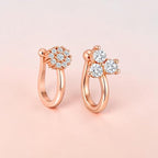 Rose Gold American Diamond Non Piercing Nose Pin for Women