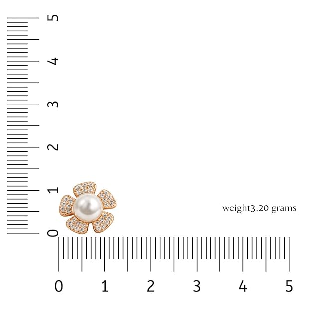 Pearl Pop Stud Earrings |Rose Gold Plated Floral Design Earrings