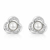 Nilu's Collection Silver Plated Pearl Stud Earrings With American Diamond for Women And Girls
