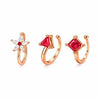 Rose Gold Red Stone Non Piercing Nose Pin Set for Women