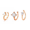Rose Gold American Diamond Non Piercing Nose Pin Set for Women
