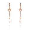 Rose Gold Long Earrings, American Diamond Studded Lightweight Drop Earrings for Women and Girls (rose)