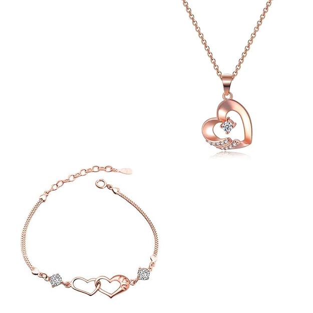 Forever Love Value Set| Valentine Special Heart Shape CZ Charm Bracelet with Pendant |Love Bracelet for Women and Girls