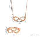 Rose Gold  Plated Infinity Pendant Necklace & Adjustable Ring Set
