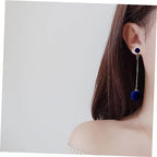 Blue Velvet Plush Ball Korean Style Earrings