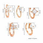 Rose Gold American Diamond Non Piercing Nose Pin Set for Women