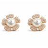 Pearl Pop Stud Earrings |Rose Gold Plated Floral Design Earrings