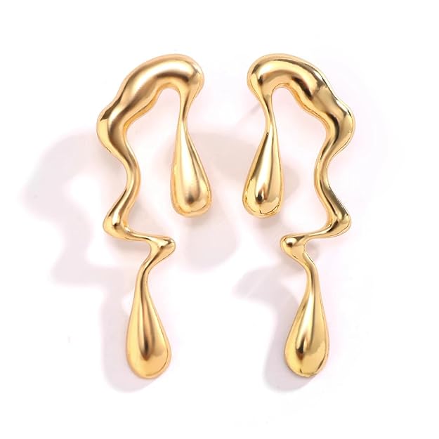 Abstract Drip Design Earrings in Gold Trendy and Modern Look