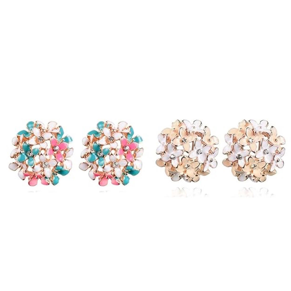 Crystal Four Leaf Clover Stud Earrings, Copper Tops Earrings for Women and Girls