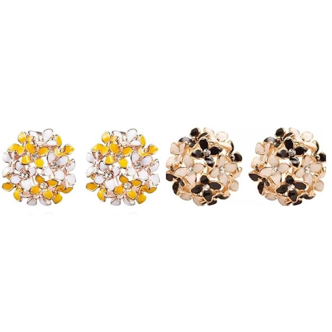 Crystal Four Leaf Clover Stud Earrings, Copper Tops Earrings for Women and Girls