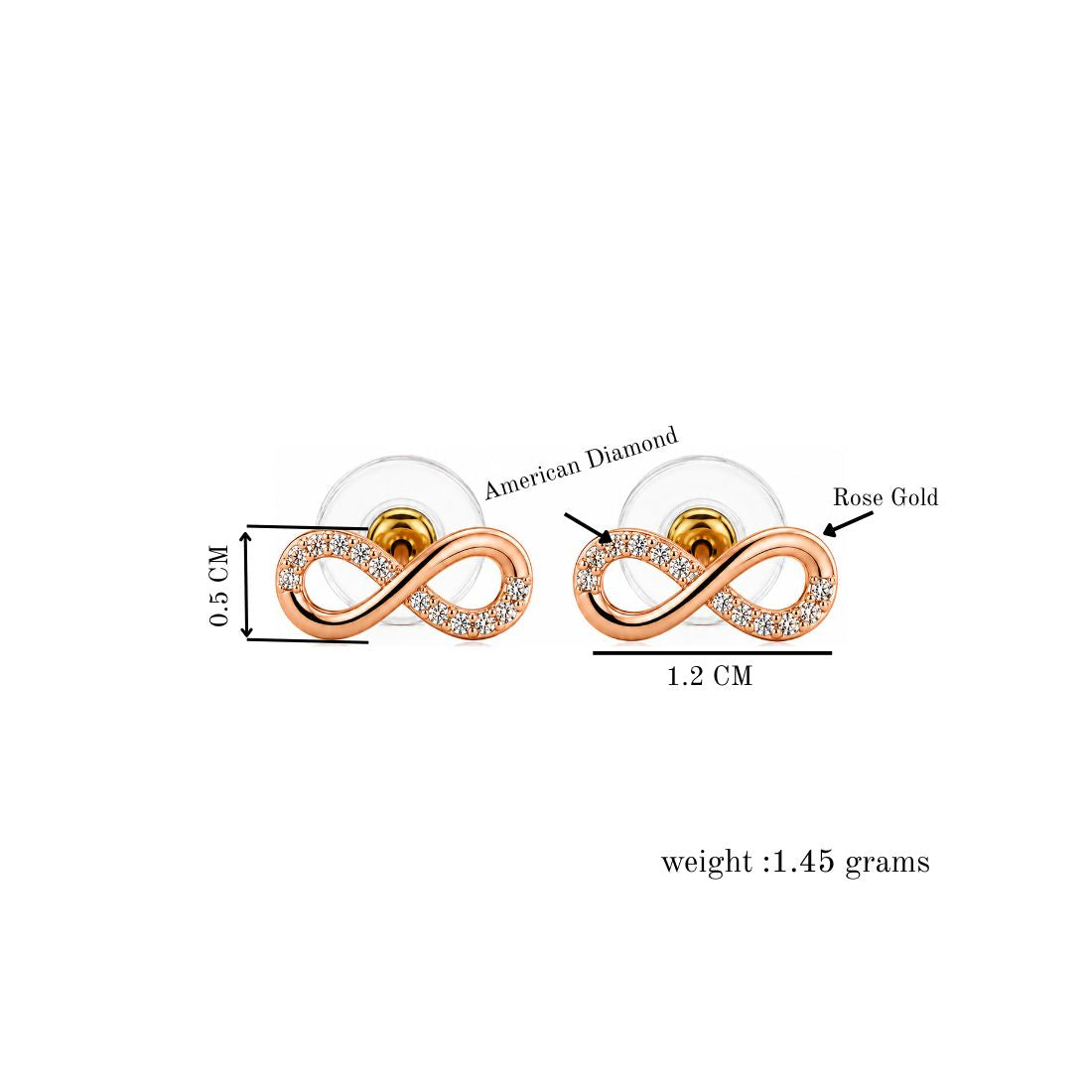 Rose Gold Infinity Stud Earrings