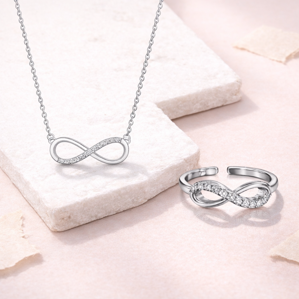 Nilu's Collection Silver Plated Pendant With Finger Ring For Women And Girls