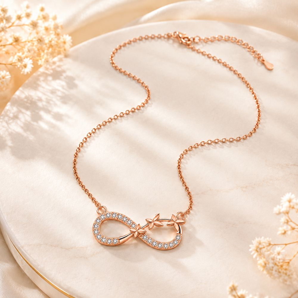 Rose Gold Infinity Butterfly Pendant For Women