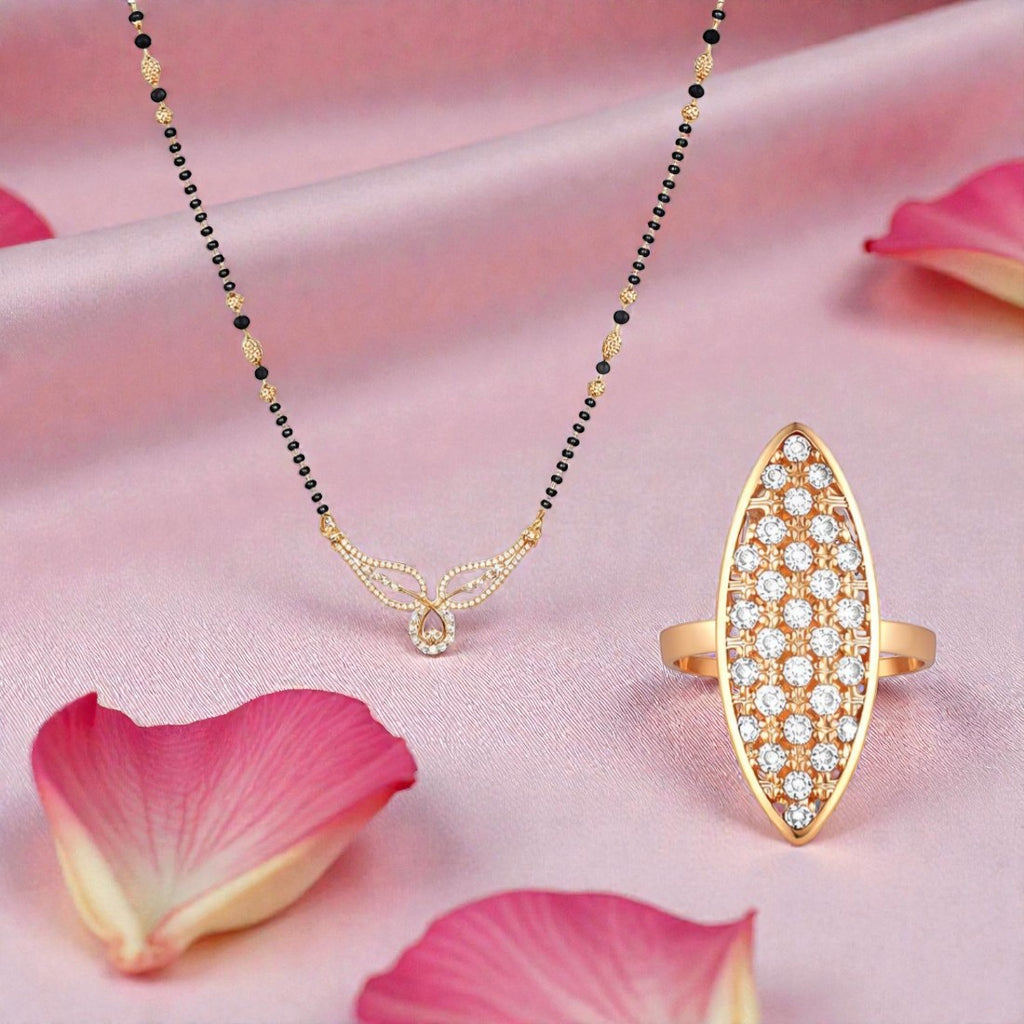 Rose Gold  Mangalsutra with Finger Ring