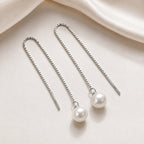 Pearl Tassel Long Drop Earrings