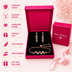Rose Gold Leaf Bracelet With Drop Earrings For Women