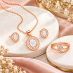 Rose Gold Plated Necklace, Earrings & Ring for Women