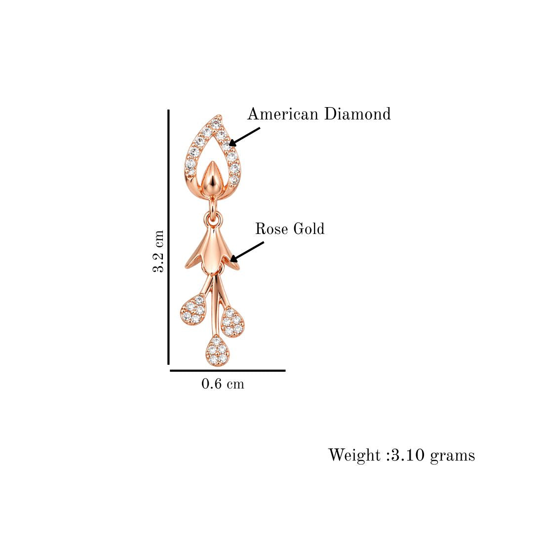 Rose Gold Drop Earrings for Women