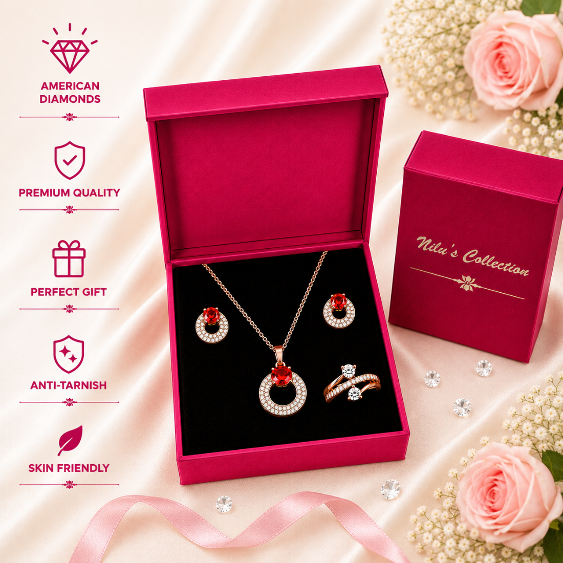 Rose Gold Jewellery Gift Set For Women