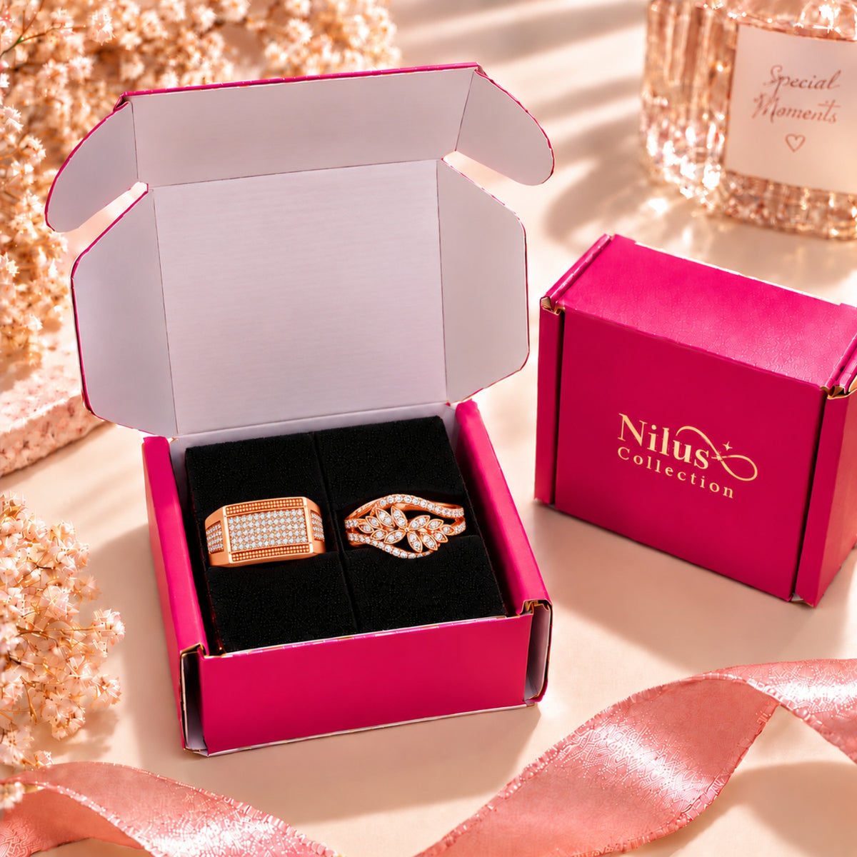Rose Gold Couple Rings for Men & Women