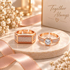 Rose Gold Solitaire Couple Rings for Men & Women