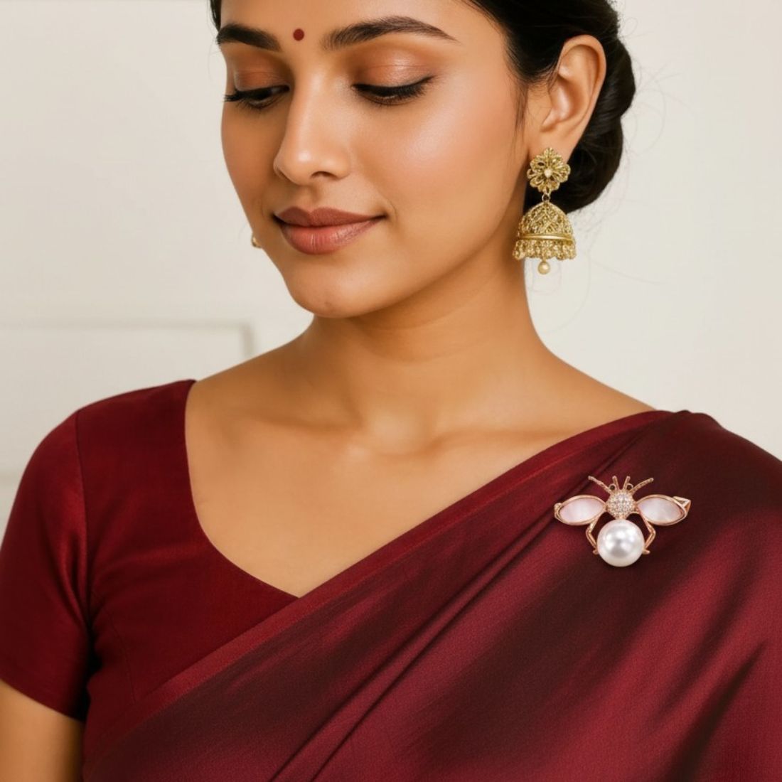 Rose Gold Bee Brooch Pin , Saree Pin