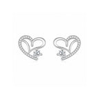 Silver Heart Necklace With Stud Earrings