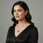 Silver Plated Black Stone Necklace Set