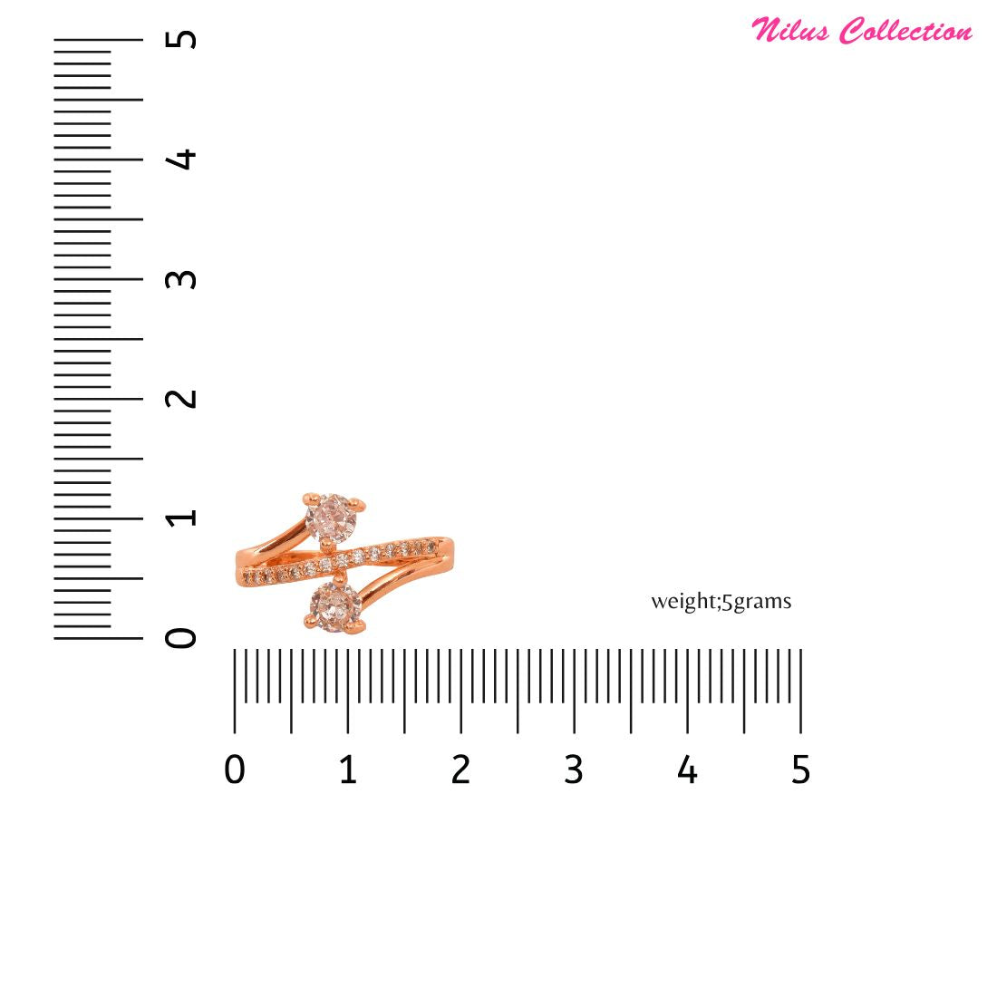 Rose Gold Plated | American Diamond Studded | Adjustable | Finger Ring for Women and Girls, Style 14