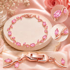 Rose Gold Plated Pink Tulip Floral Bracelet |Bracelet Size : 2.4-2.6